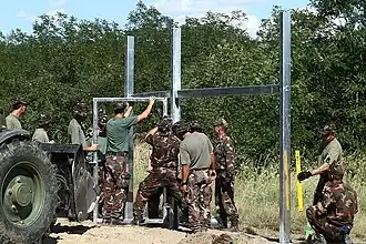 Hungarian border barrier along the Serbian border being constructed