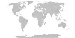 Map indicating locations of Hungary and Taiwan