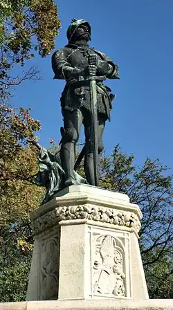 Statue of John Hunyadi in the Royal Castle in Budapest, Hungary (made by István Tóth in 1903)
