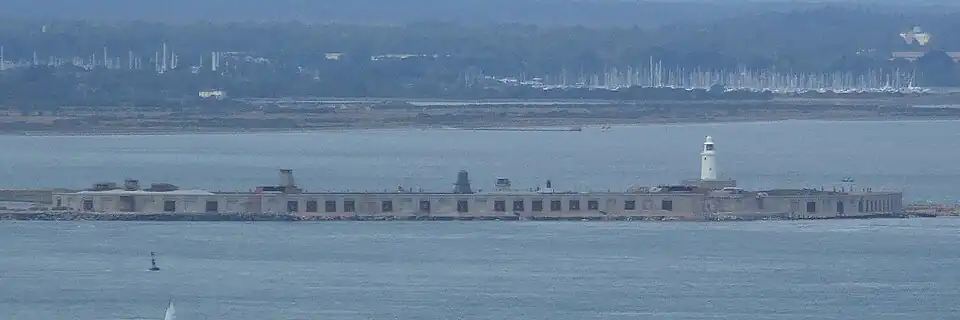 Image 29Hurst Castle seen from The Needles (from Portal:Hampshire/Selected pictures)
