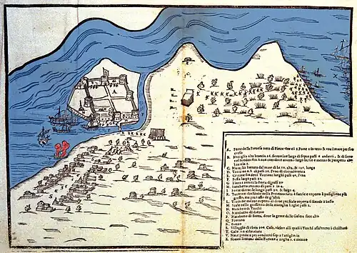 Plan of the Castle of Bouka. Wood engraving by Giovanni Orlandi, 1605