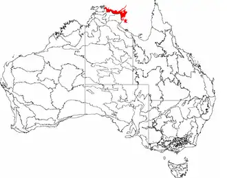The interim Australian bioregions, with the Arnhem Coast in red