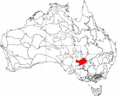 The interim Australian bioregions, with the Broken Hill Complex in red