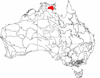 The interim Australian bioregions, with the Central Arnhem in red