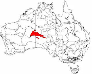 The interim Australian bioregions, with Central Ranges in red