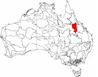The interim Australian bioregions, with Desert Uplands in red