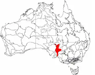 The interim Australian bioregions, with the Flinders Lofty Block in red