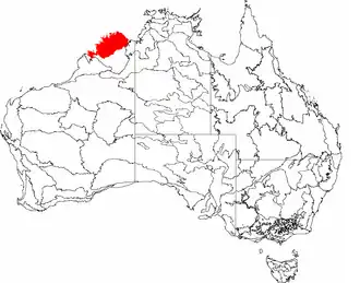 The interim Australian bioregions, with the Northern Kimberley in red