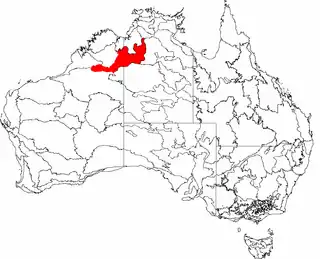 The interim Australian bioregions, with the Ord Victoria Plain in red