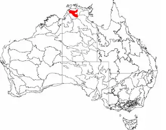 The interim Australian bioregions, with Pine Creek in red