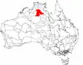 The interim Australian bioregions, with the Sturt Plateau in red