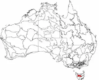 The interim Australian bioregions, with the Tasmanian Central Highlands in red