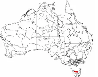 The interim Australian bioregions, with the Tasmanian Northern Slopes in red