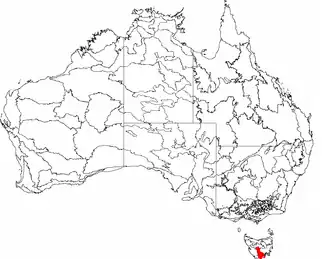 The interim Australian bioregions, with the Tasmanian Southern Ranges in red