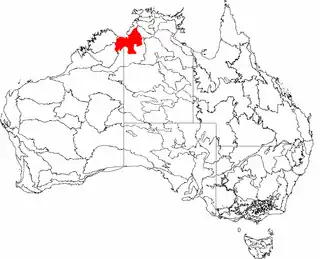 The interim Australian bioregions, with Victoria Bonaparte in red