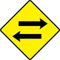 W 081 Two-way Traffic Crossing