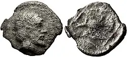 Coin of Governor of Magnesia Archeptolis, son of Themistocles, circa 459 BC. This coin type is similar to the coins issued by Themistocles himself as Governor of Magnesia. The obverse design could be a portrait of Themistocles.[13]