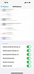 iPhone settings for FR-Alert