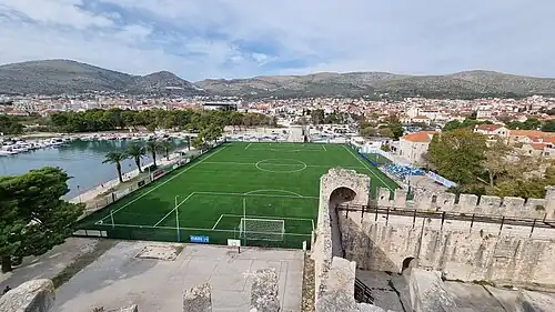 Igralište Batarija football ground, from Kamerlengo Castle