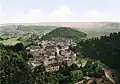 Coloured black and white photograph: the Burgberg in the centre of Ilfeld (around 1900)