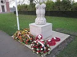 "India in Flanders Field, 2011." Ypres, Belgium. Standing 1.8 metres (5.9 ft) tall, the memorial introduces many visitors to the 130,000 lives lost by Indian Expeditionary Force in this region in the First World War.