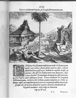 Mohammedan Temple and Indian Pagoda - Indiae Orientalis, 1599