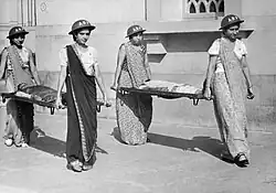 Indian women training for Air Raid Precautions (ARP) duties in Bombay in 1942