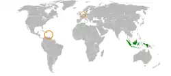 Map indicating locations of Indonesia and Netherlands