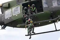 Indonesian Soldiers conduct live hoist training during Exercise Super Garuda Shield 2022.