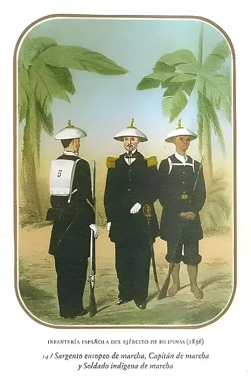 Infantry army unfiorm in the Philippines 1856