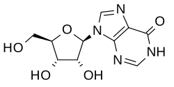 2D representation of the chemical structure of inosine.