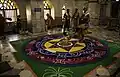 An Elaborate Rangoli inside the Temple during Shatakalash puja.