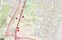 Map showing the locations of the Iranian bombardment against the Israeli Military Intelligence School
