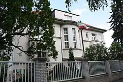 Residential Embassy of the Islamic Republic in Prague with the Islamic flag