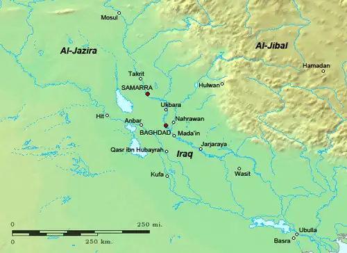 Geophysical map with regions and major cities