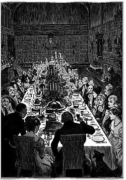 Old-fashioned Yule celebration at an English country manor