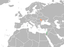 Map indicating locations of Israel and Moldova