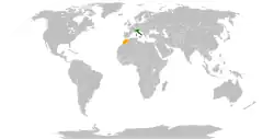 Map indicating locations of Italy and Morocco