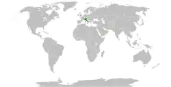 Map indicating locations of Italy and United Arab Emirates