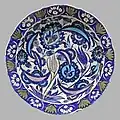 Dish with saz leaves and flowers, c. 1545–1550