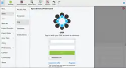 Showing the Open Science Framework integration of JASP