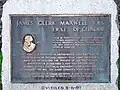 Detail of memorial stone to James Clerk Maxwell in front of Parton Church.