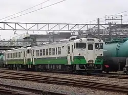 The former JR East KiHa 40 is scheduled to be transferred to Kominato Railway is detained at Soga Station.