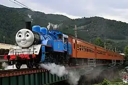C11 227 repainted to look like Thomas the Tank Engine on the Oigawa Railway in August 2014