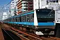 E233-1000 series train at Kannai Station. January 2023