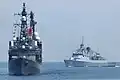 JS Hamagiri with KD&nbsp;Lekiu behind, 8 March 2025.