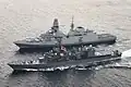 JS Yūgiri sails with Italian frigate Federico Martinengo, 14 September 2021.