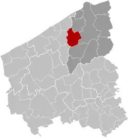 Location of Jabbeke in West Flanders