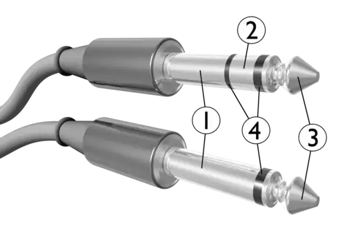 Image 11 TRS connector Image credit: Søren Peo Pedersen Two TRS connectors (also known as jack plugs or phone plugs), a common audio connector. They are cylindrical in shape, with two or more contacts. Originally invented for use in telephone switchboards, jack plugs are still widely used, both in the original ¼-inch (6.3 mm) size and in miniaturized versions. The top plug in this image is for stereo connections, while the bottom is for mono. More selected pictures
