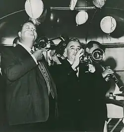 Jackie Gleason and Phil Napoleon on stage